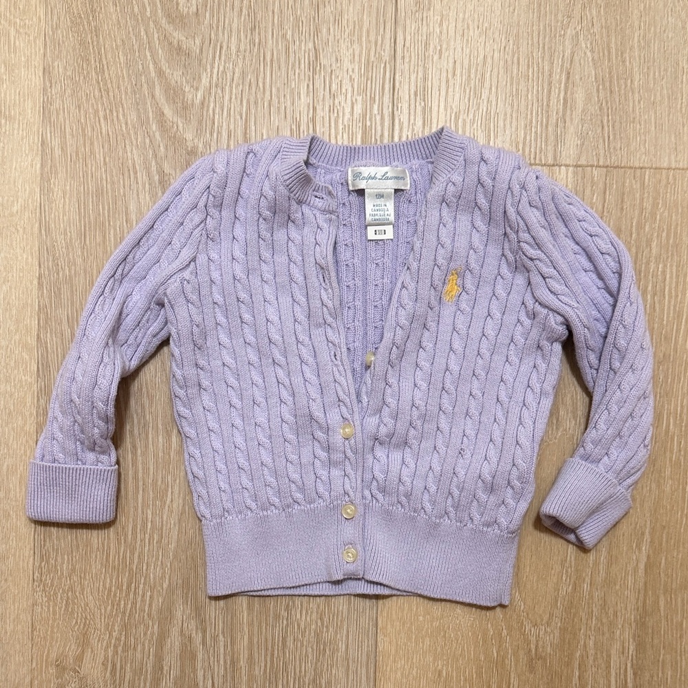 Ralph Lauren Lavender Cable Knit Cardigan